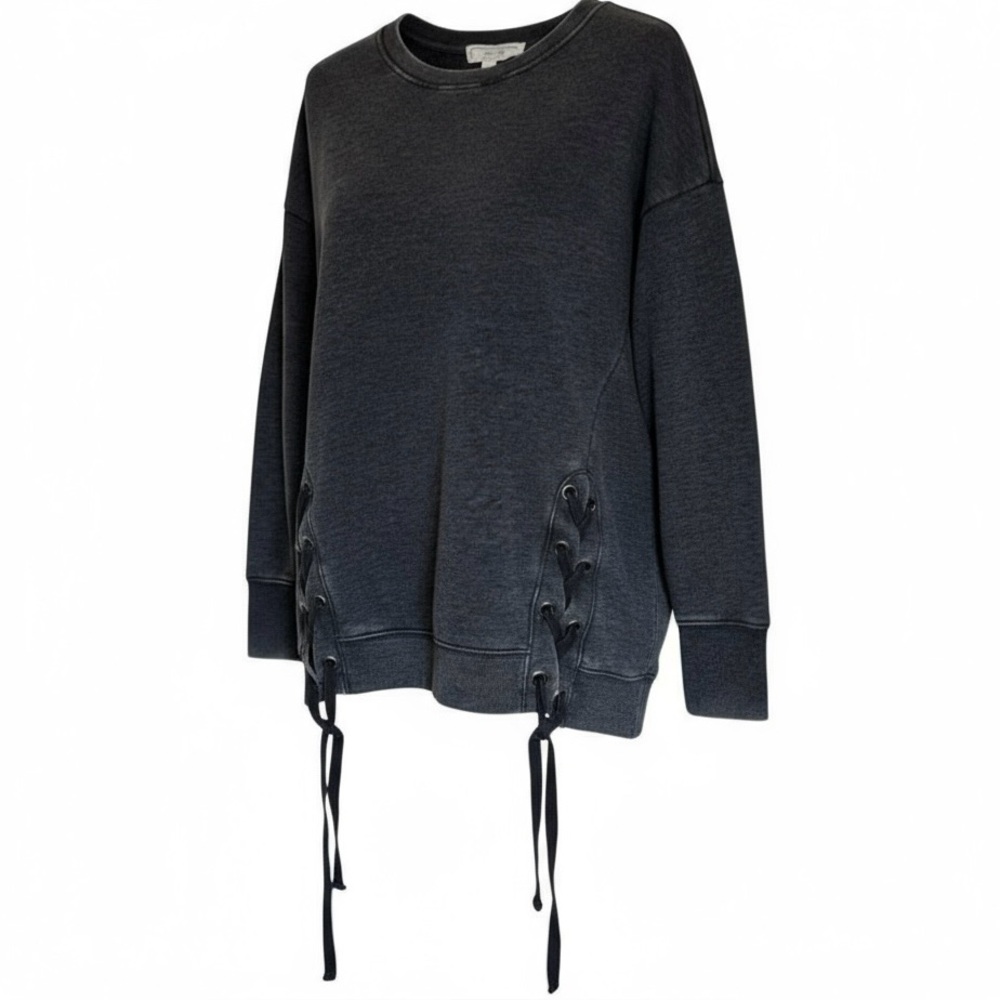Hippie Rose Edgy Charcoal Front Lace-Up Side Sweatshirt Oversized Large